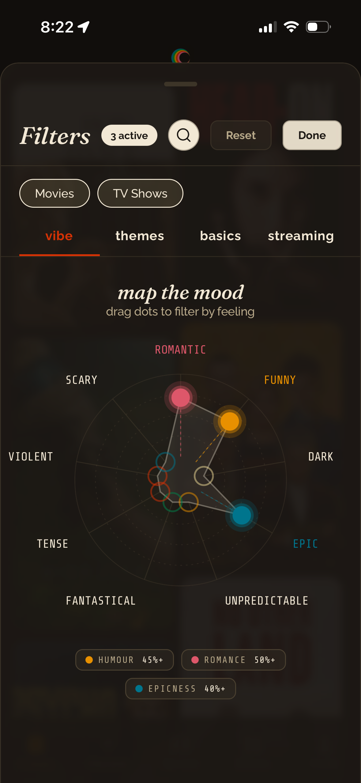 Map the mood filter